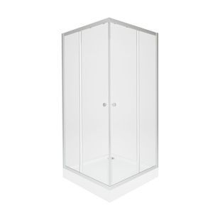 Кабіна для душу Q-TAP квадратна дводверна із піддоном Presto/Robin 90x90x202см прозорий вітраж 5мм профіль хром PRENEWCRM1088SC5SET