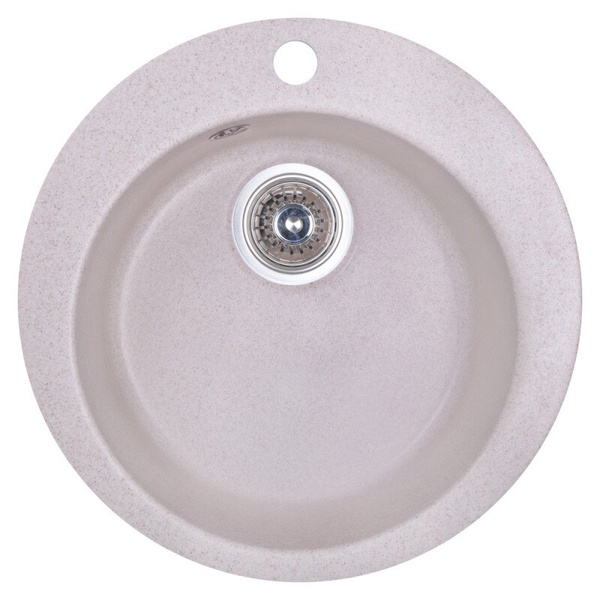 Мойка на кухню керамическая круглая COSH 475мм x 475мм бежевый с сифоном COSHD47K800