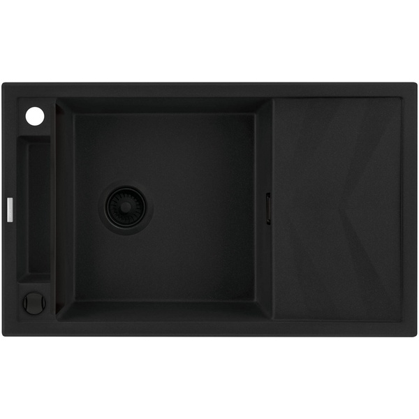 Мойка для кухни гранитная прямоугольная DEANTE Magnetic 820x500x219мм с сифоном черная ZRM_N113