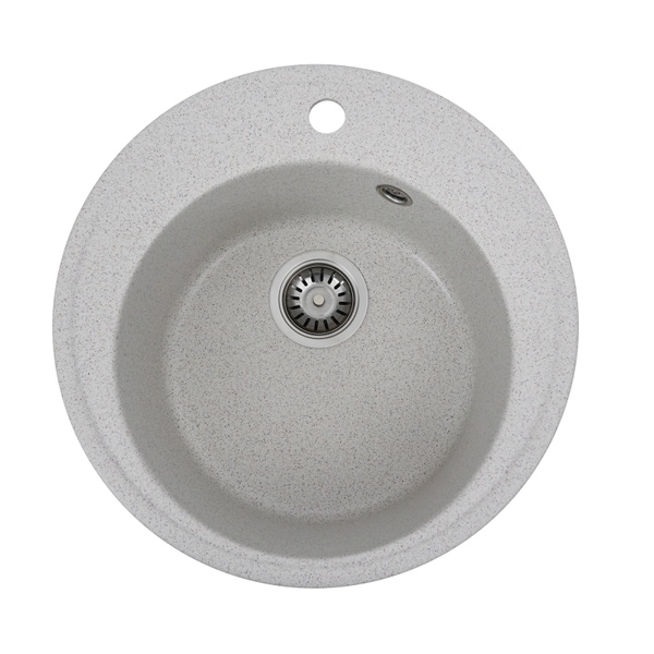 Мийка для кухні гранітна кругла PLATINUM 510 YARA 510x510x180мм без сифону сіра PLS-A24815