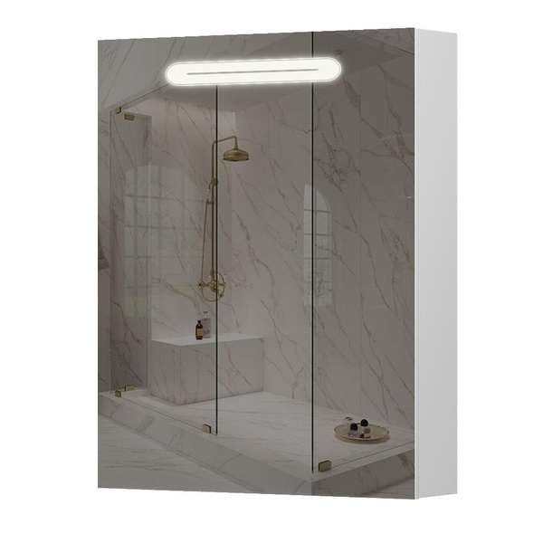 Шкафчик подвесной с зеркалом в ванную AQUARIUS Teffi 60x75x15см c подсветкой белый AQ-U1665196102