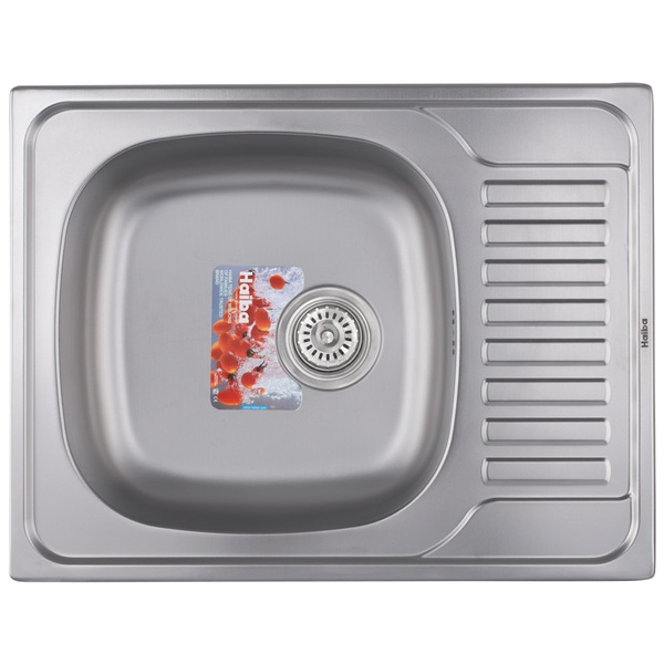Мийка для кухні із нержавіючої сталі прямокутна HAIBA Decor 650x500x180мм мікротекстура 0.8мм із сифоном HB0553