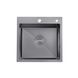 Мийка для кухні із нержавіючої сталі квадратна врізна під стільницю KRONER KRP PVD Schwarze-5050HM 500x500x215мм матова 1мм чорна із сифоном CV022793 1 з 5