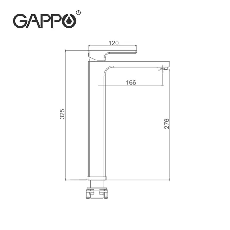 Cмеситель для умывальника с высоким изливом GAPPO графит латунь G1017-92