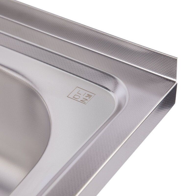 Мийка на кухню із нержавіючої сталі прямокутна накладна LIDZ 500мм x 600мм мікротекстура 0.6мм із сифоном LIDZ6050R06DEC