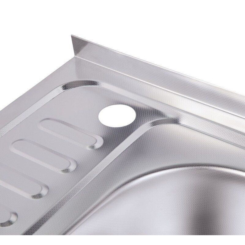 Мийка на кухню із нержавіючої сталі прямокутна накладна LIDZ 500мм x 600мм мікротекстура 0.6мм із сифоном LIDZ6050R06DEC
