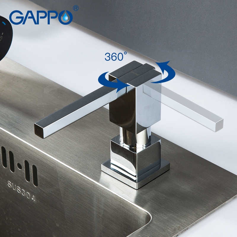 Дозатор врезной для кухонной мойки GAPPO G404 на 300мл прямоугольный металлический хром