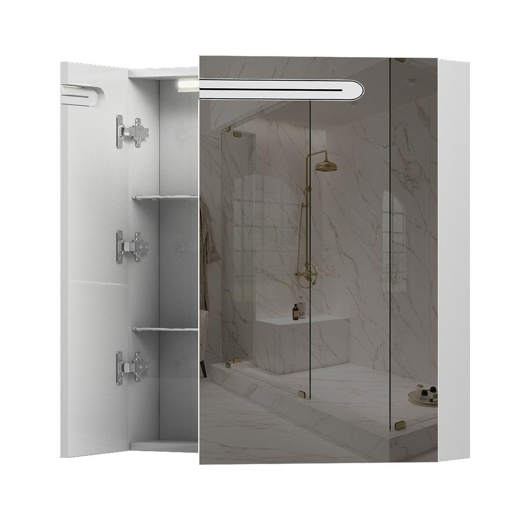 Шкафчик подвесной с зеркалом в ванную AQUARIUS Teffi 70x75x15см c подсветкой белый AQ-U1665196104