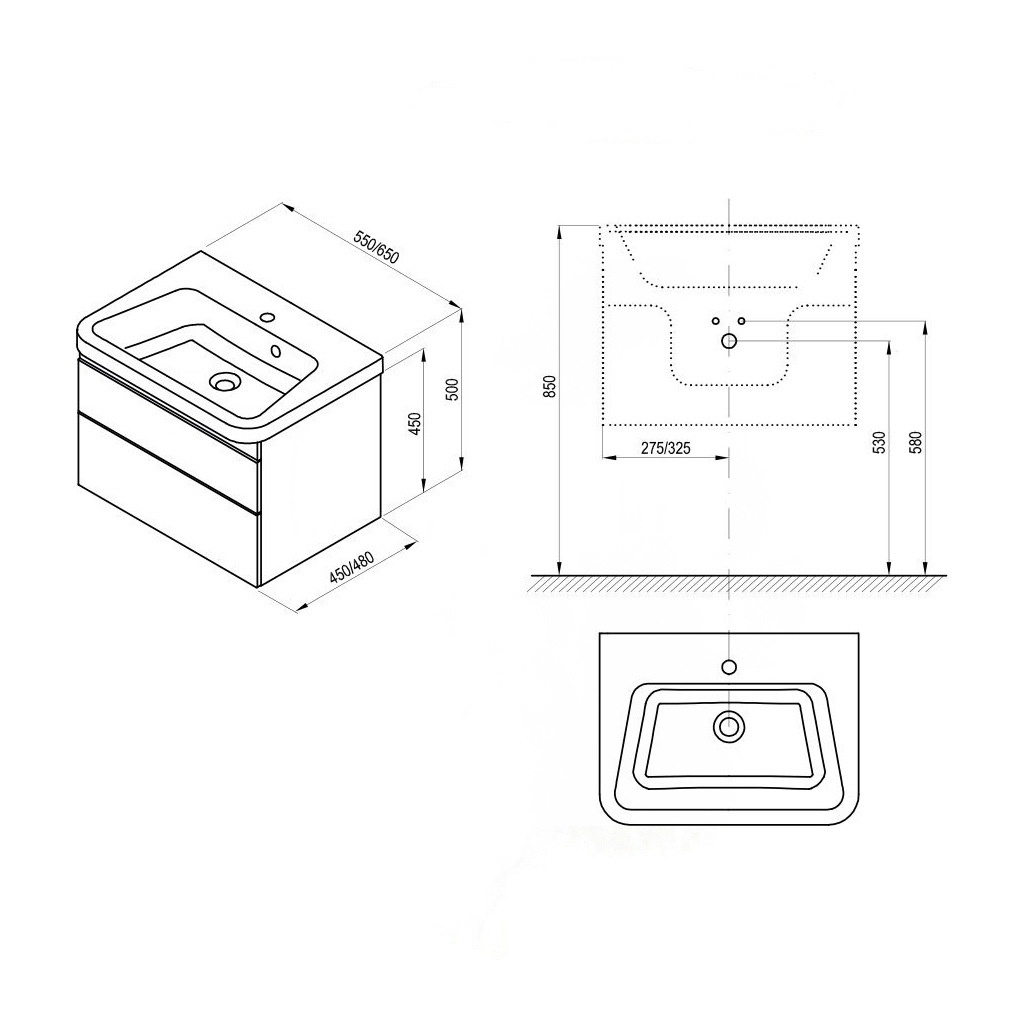 Тумба під умивальник RAVAK SD 10° II 55x45x45см підвісна коричнева X000001285