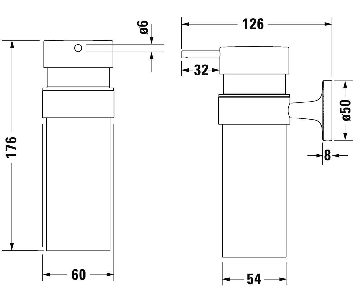 Дозатор для жидкого мыла DURAVIT Starck T 0099354600 настенный на 200мл округлый стеклянный черный