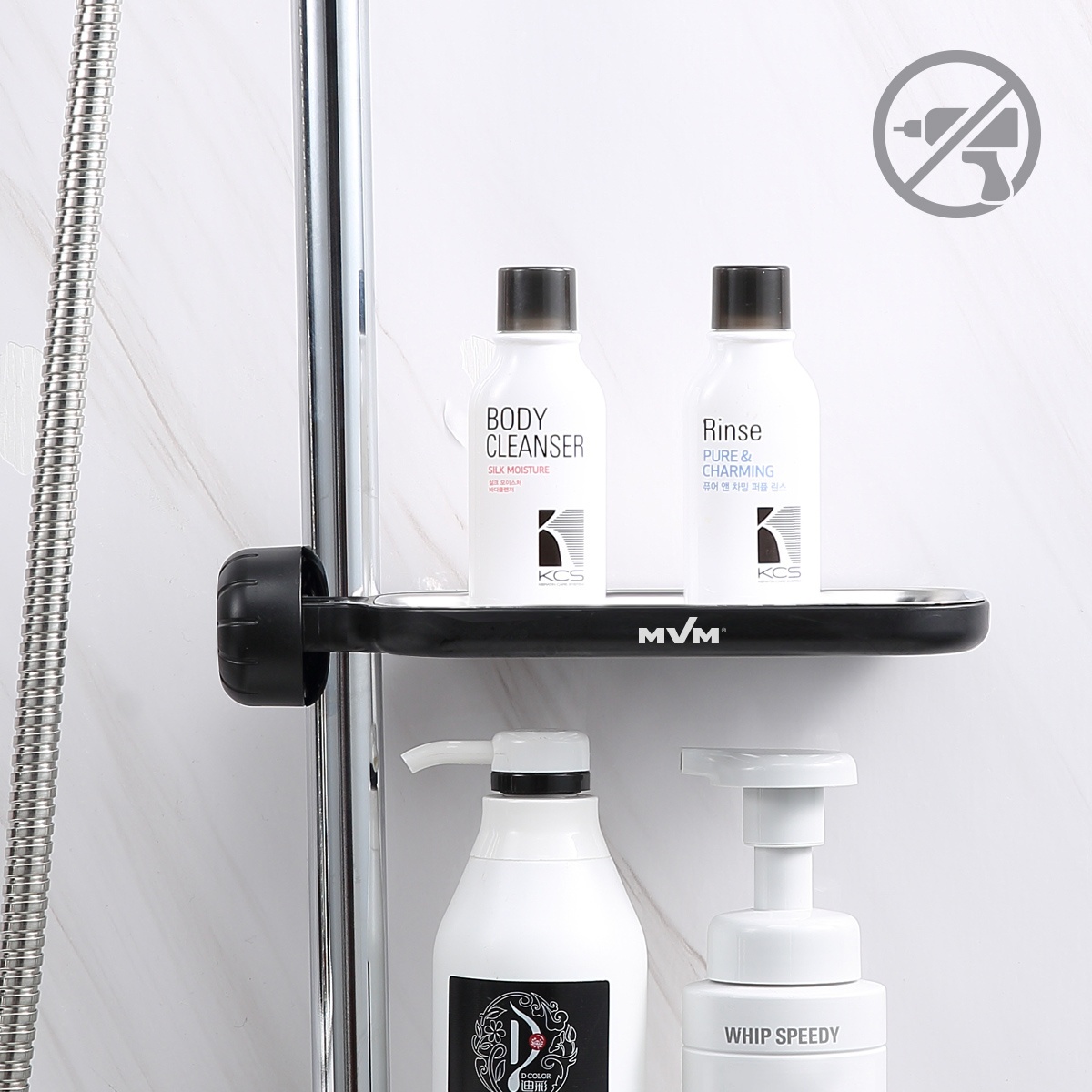 Набір аксесуарів для ванної MVM №9 округлий пластиковий чорний MVM-MH-09 white/black