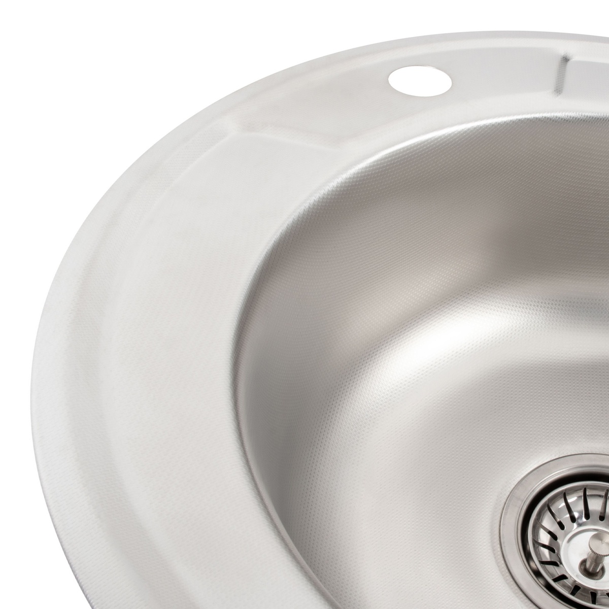 Мийка для кухні із нержавіючої сталі кругла PLATINUM 450 ДЕКОР 450x450x170мм мікротекстура 0.6мм із сифоном PLS-A19724