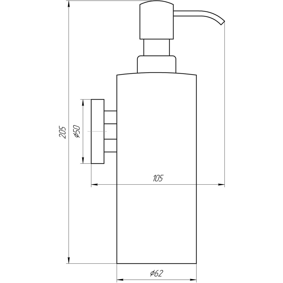 Дозатор для жидкого мыла GLOBUS LUX BS 8432 настенный на 300мл округлый металлический черный 000023161