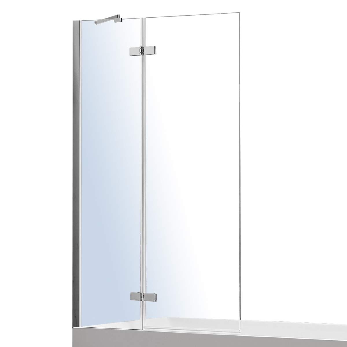 Шторка скляна для ванної універсальна дві секції розпашна 100x140см VOLLE скло прозоре 6мм профиль хром 10-11-102