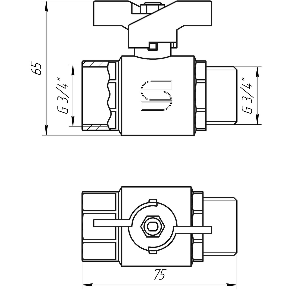 Кран шаровой SELBA SL1508 3/4" вн-нр PN40бар 000009628