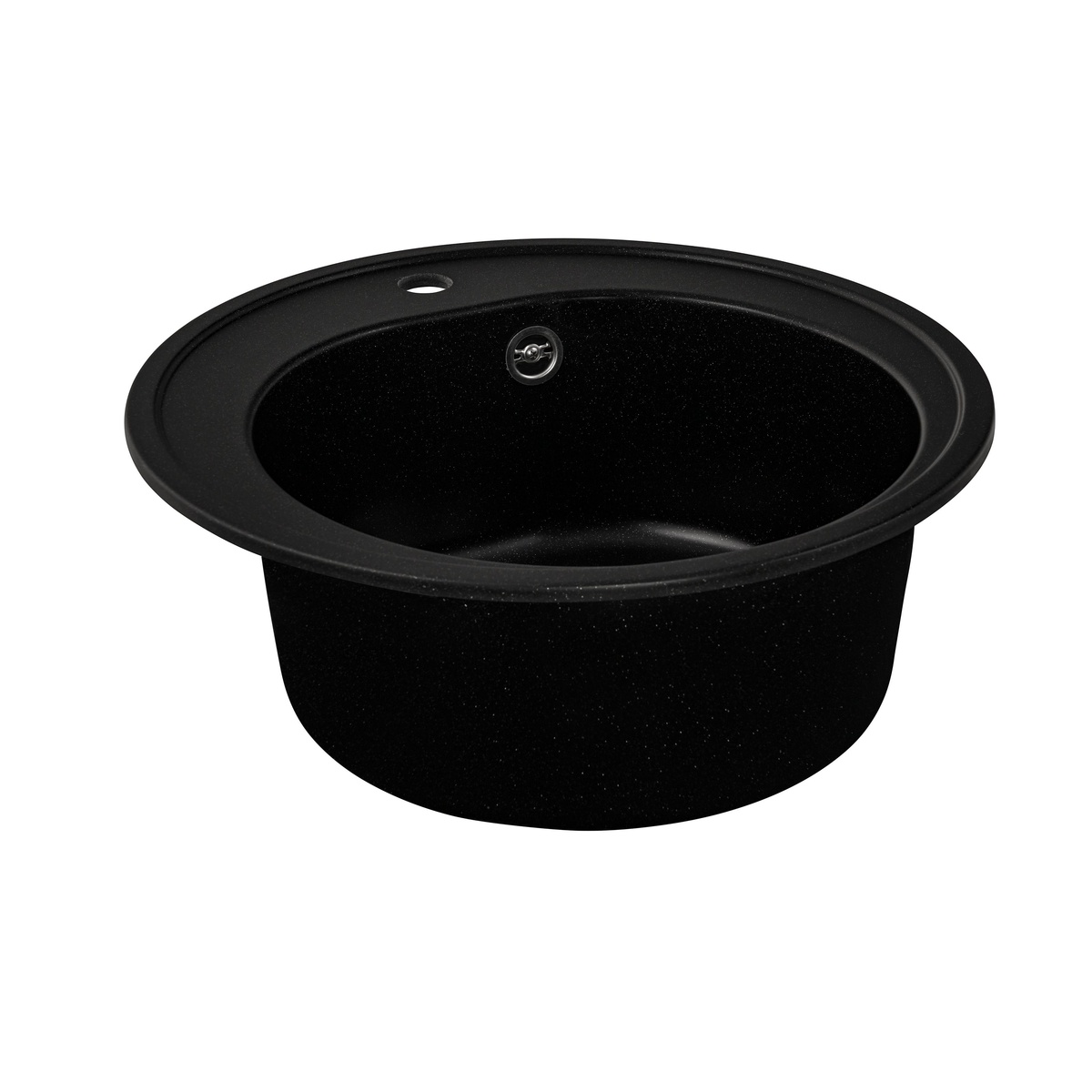 Мийка для кухні гранітна кругла PLATINUM 510 LUNA 510x510x190мм без сифону чорна PLS-A25066