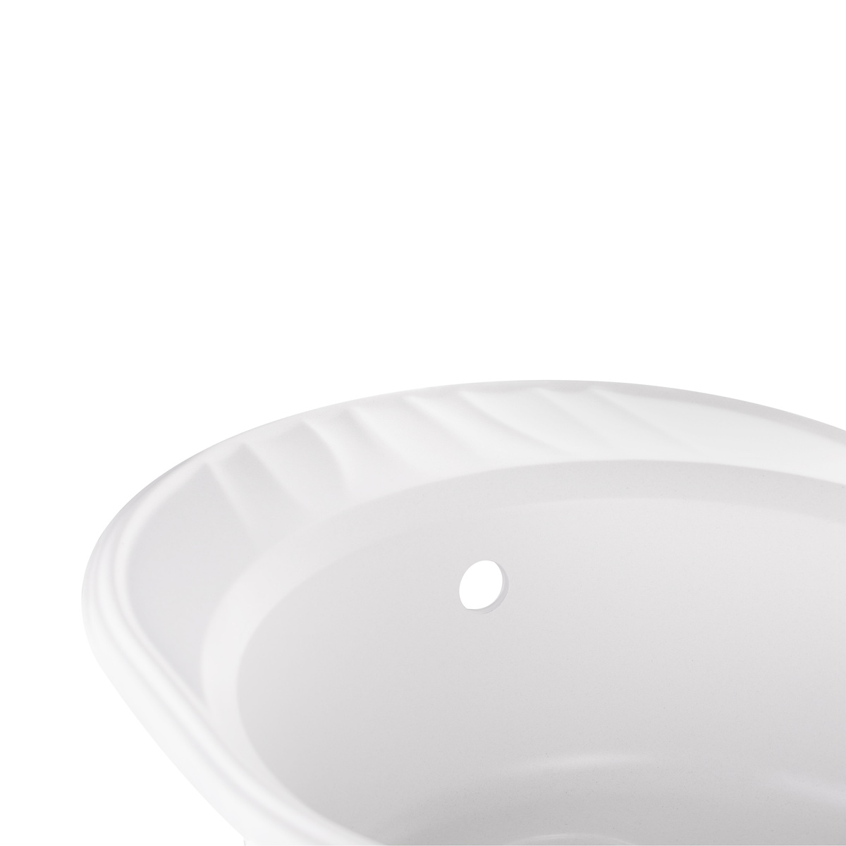 Мойка на кухню керамическая овальная Q-TAP CS 500мм x 610мм белый с сифоном QT6151WHI650