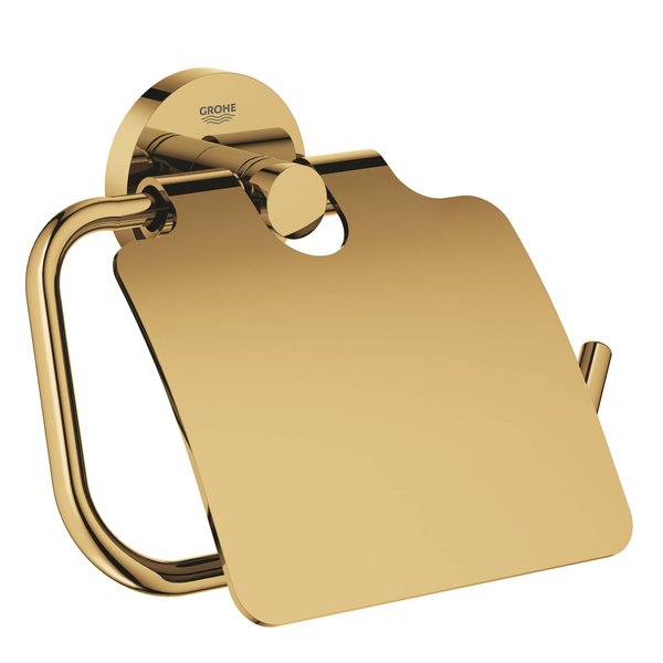 Держатель для туалетной бумаги с крышкой GROHE Essentials 40367GL1 округлый металлический золото