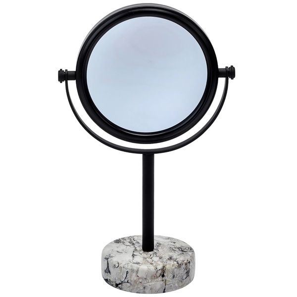 Косметическое зеркало AQUANOVA Nero круглое настольное из камня серое NERMIR-195