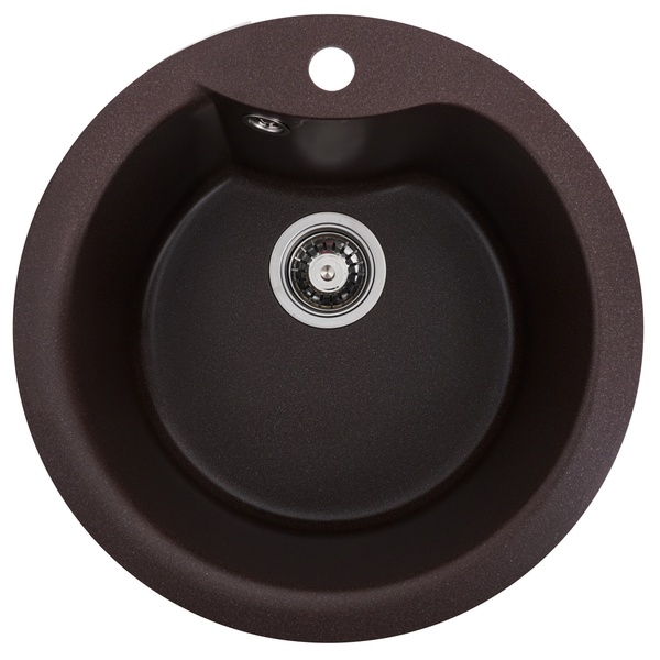 Мийка для кухні гранітна кругла PLATINUM 480 TURAS 480x480x220мм без сифону коричнева PLS-A25041