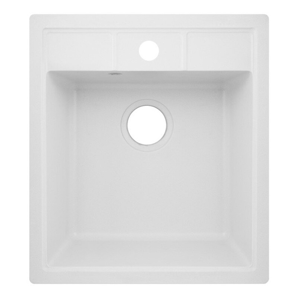 Кухонна мийка керамогранітна прямокутна LIDZ WHI-01 455мм x 513мм білий без сифону LIDZWHI01460515200