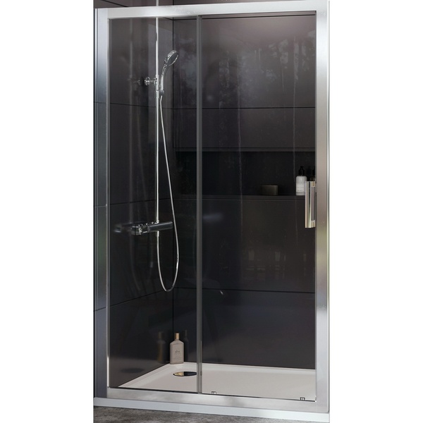 Двері для душової ніші RAVAK 10° DP2-110 скляні універсальні розсувні двосекційні 190x110см прозорі 6мм профіль хром 0ZVD0C00Z1