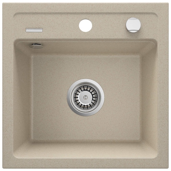 Мийка для кухні гранітна квадратна DEANTE Zorba 440x440x184мм із сифоном бежева ZQZ_7103