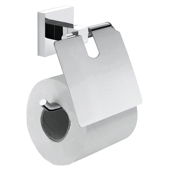 Держатель для туалетной бумаги с крышкой VOLLE CUADRO 2536.240101 прямоугольный из нержавеющей стали хром