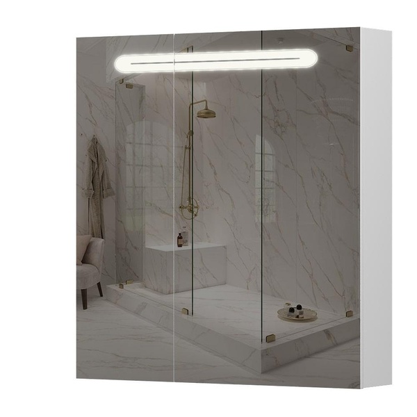 Шафка підвісна із дзеркалом у ванну AQUARIUS Teffi 70x75x15см із підсвіткою білий AQ-U1665196104