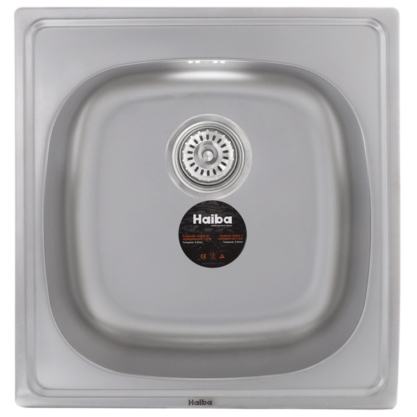 Мийка для кухні із нержавіючої сталі прямокутна HAIBA Satin 500x470x180мм матова 0.8мм із сифоном HB0543