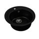 Мийка для кухні гранітна кругла PLATINUM 510 LUNA 510x510x190мм без сифону чорна PLS-A25066 4 з 5