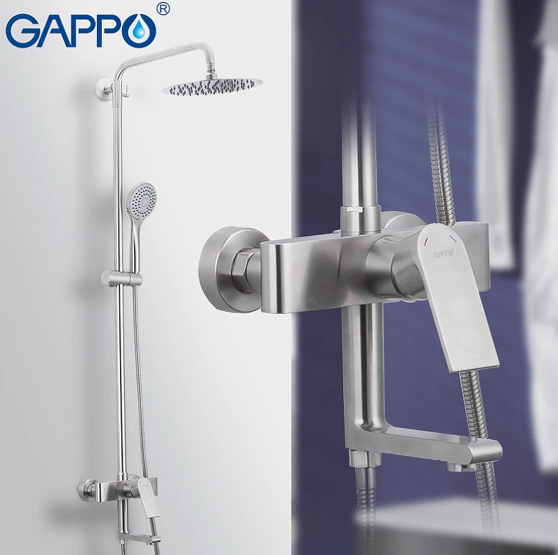 Душевая система GAPPO с верхним душем и изливом из нержавеющей стали сатин G2499-20