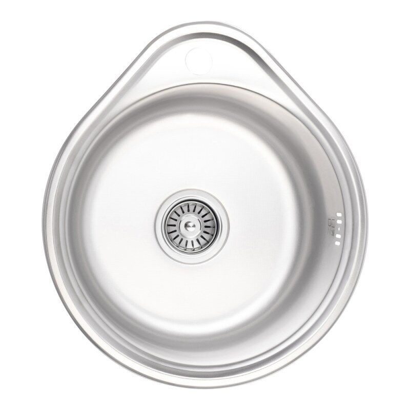 Кухонна мийка металева кругла LIDZ 480мм x 430мм мікротекстура 0.6мм із сифоном LIDZ4843MDEC06
