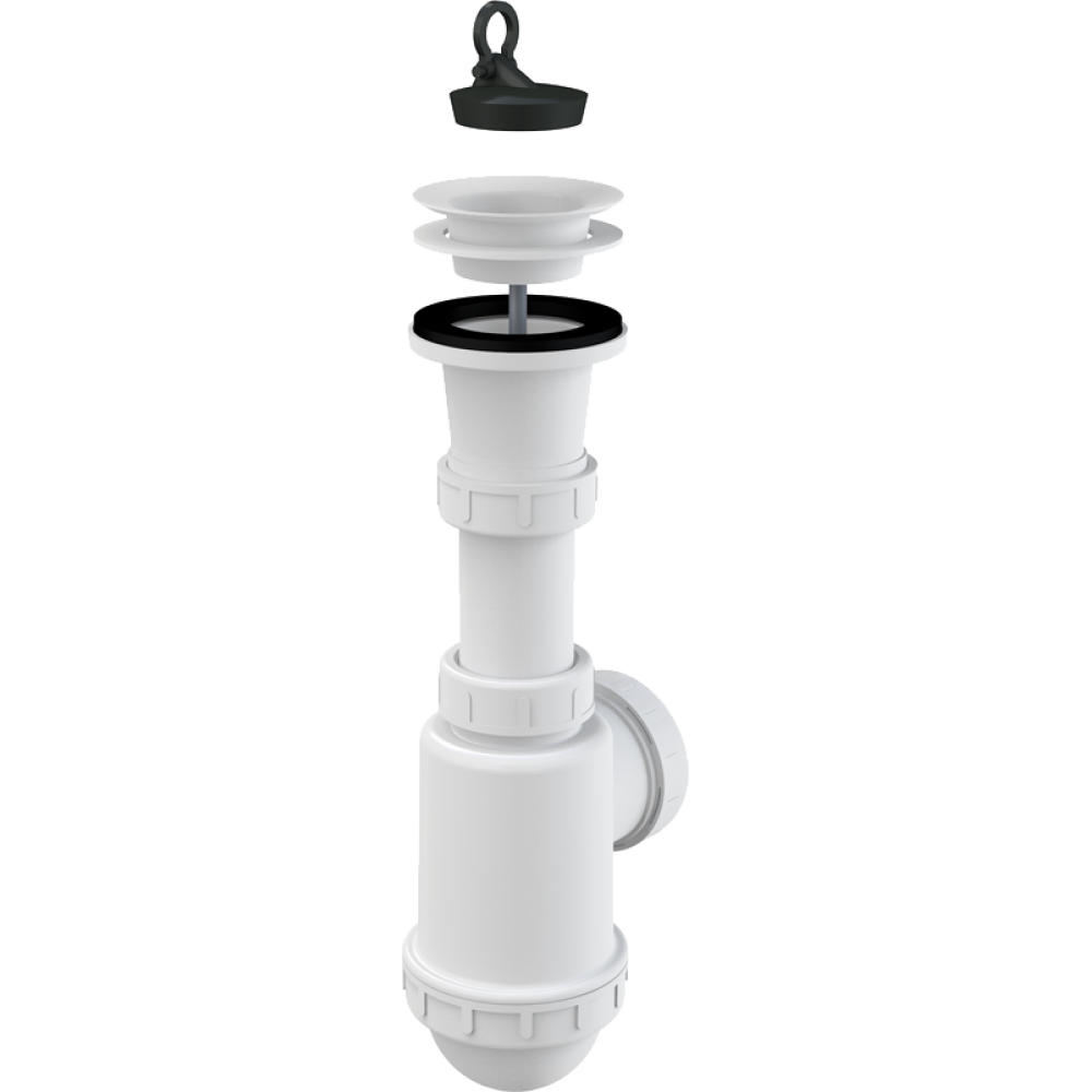 Сифон для кухонної мийки ALCAPLAST впуск 70 мм випуск горизонтальний білий A442-DN50/40