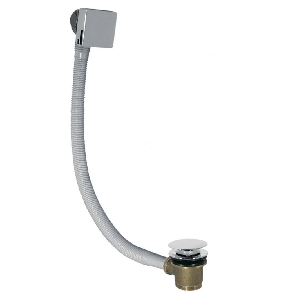 Донний клапан натискний для ванни TRES із переливом метал 1 1/2" глянцевий хром 13453440