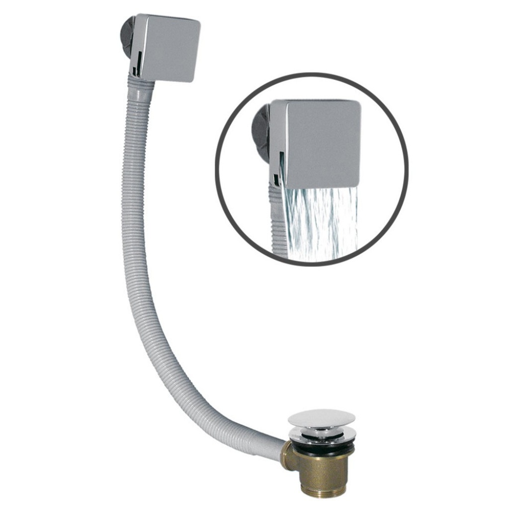 Донний клапан Click-Clack для ванни TRES 70мм із переливом метал 1 1/2" глянцевий хром 13453440