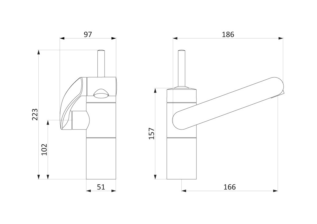 Cмеситель для умывальника однорычажный DAMIXA Arc хром латунь с донным клапаном 298217464