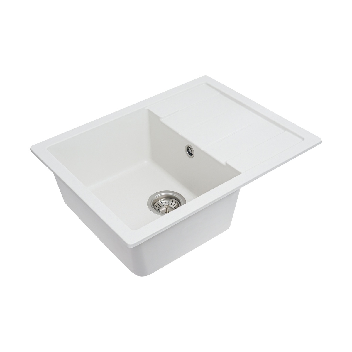 Мийка для кухні гранітна прямокутна PLATINUM 6550 INTENSO 650x500x205мм без сифону біла PLS-A25102