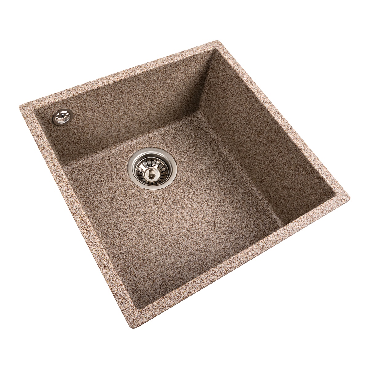 Мийка для кухні гранітна квадратна PLATINUM 4040 RUBA 440x440x200мм без сифону бежева PLS-A40838