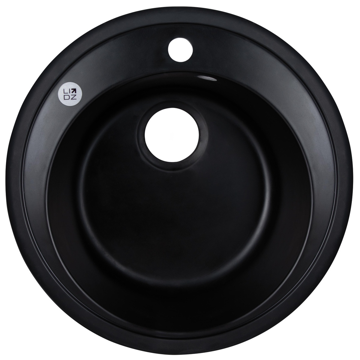 Мийка для кухні гранітна кругла LIDZ ANT-15 510x510x200мм із сифоном чорна LIDZANT15D510200