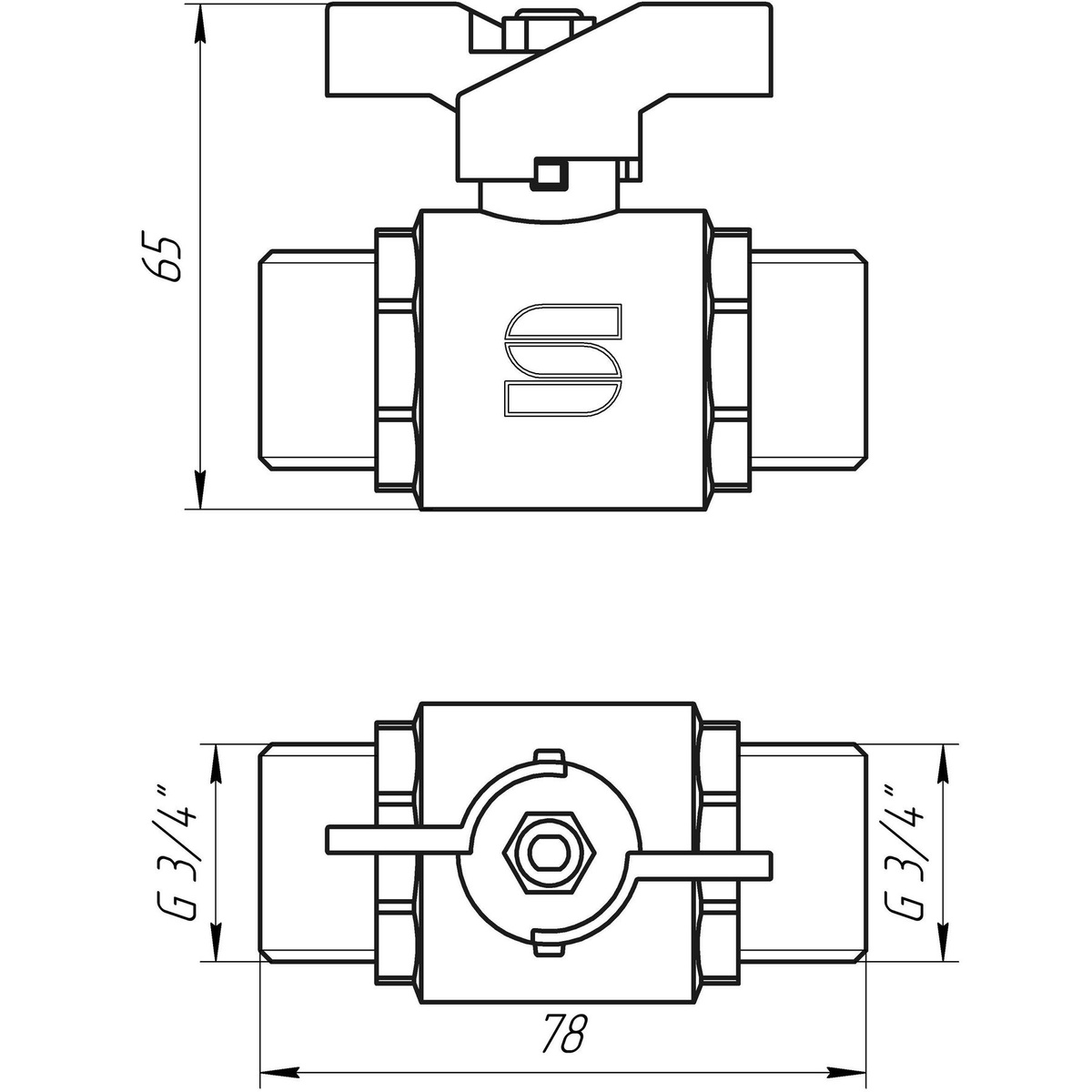 Кран шаровой SELBA SL1503 3/4" нр-нр PN40бар 000009632