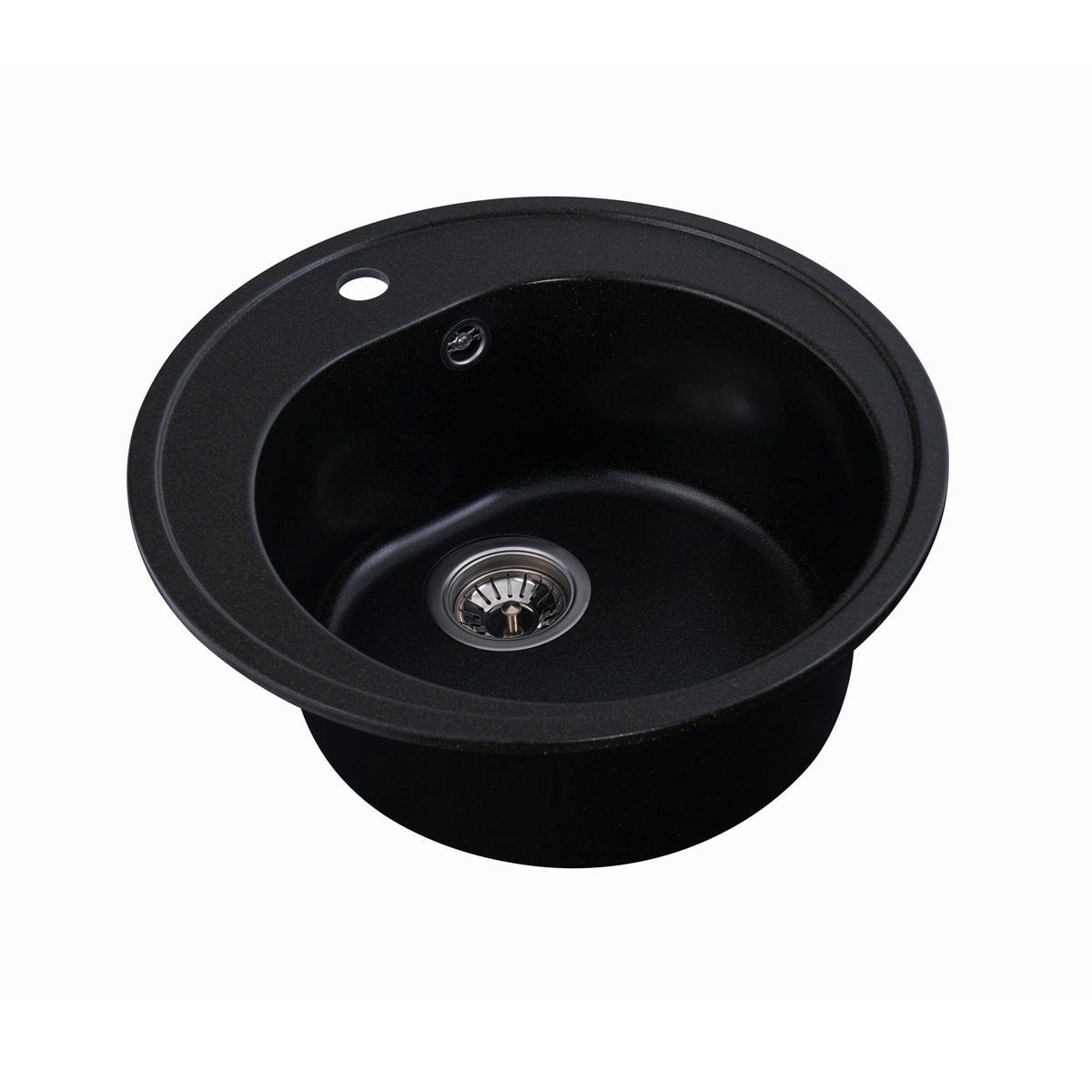 Мийка для кухні гранітна кругла PLATINUM 510 LUNA 510x510x190мм без сифону чорна PLS-A27957