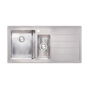 Мойка для кухни APELL из нержавеющей стали Linear Plus 1000x500мм прямоугольная врезная матовая 0.9мм на полторы чаши с сифоном LNP1002FRBC