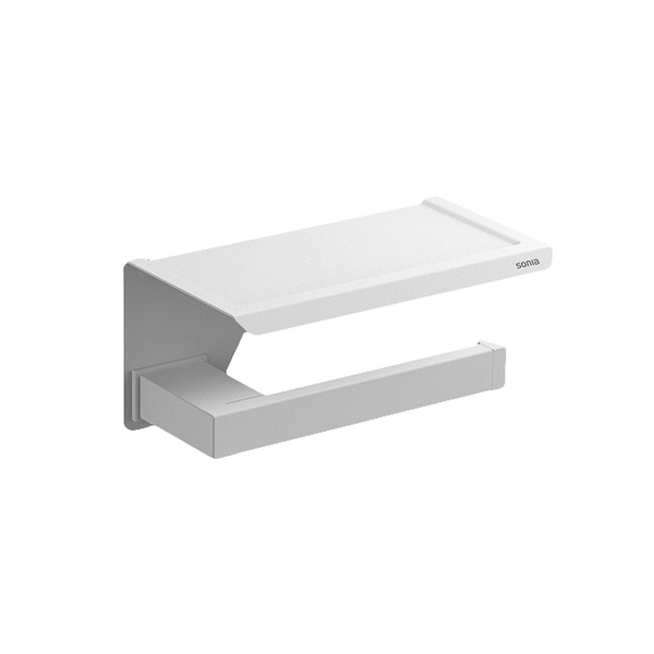 Тримач для туалетного паперу із поличкою SONIA S-Cube 176380 прямокутный металевий білий
