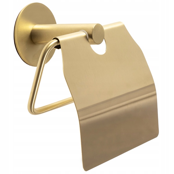 Тримач для туалетного паперу із кришкою REA 322219B округлий металевий золото REA-77080