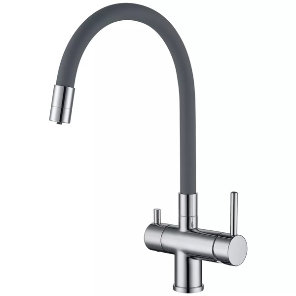 Змішувач для кухні із краном для фільтрованої води GAPPO сірий латунь G4398-30