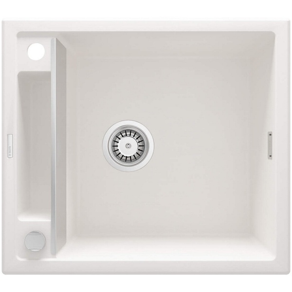 Мийка для кухні гранітна прямокутна DEANTE Magnetic 560x500x219мм із сифоном біла ZRM_A103