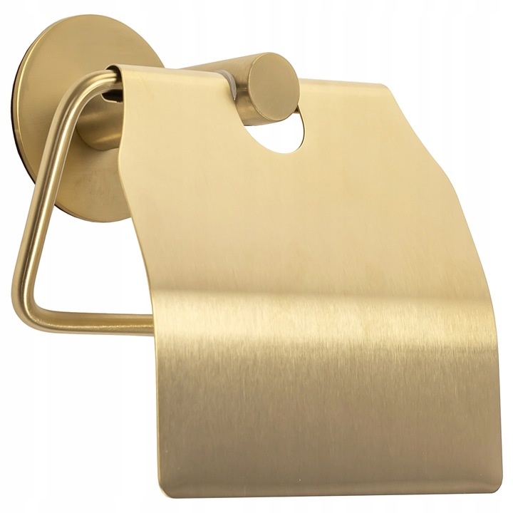 Держатель для туалетной бумаги с крышкой REA 322219B округлый металлический золото REA-77080