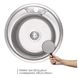 Мийка на кухню сталева кругла LIDZ 495мм x 495мм мікротекстура 0.6мм із сифоном LIDZ490AMDEC06 2 з 4