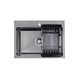 Мийка для кухні із нержавіючої сталі прямокутна врізна під стільницю KRONER KRP PVD Schwarze-5843HM 580x430x215мм матова 1мм чорна із сифоном CV022794 2 з 4
